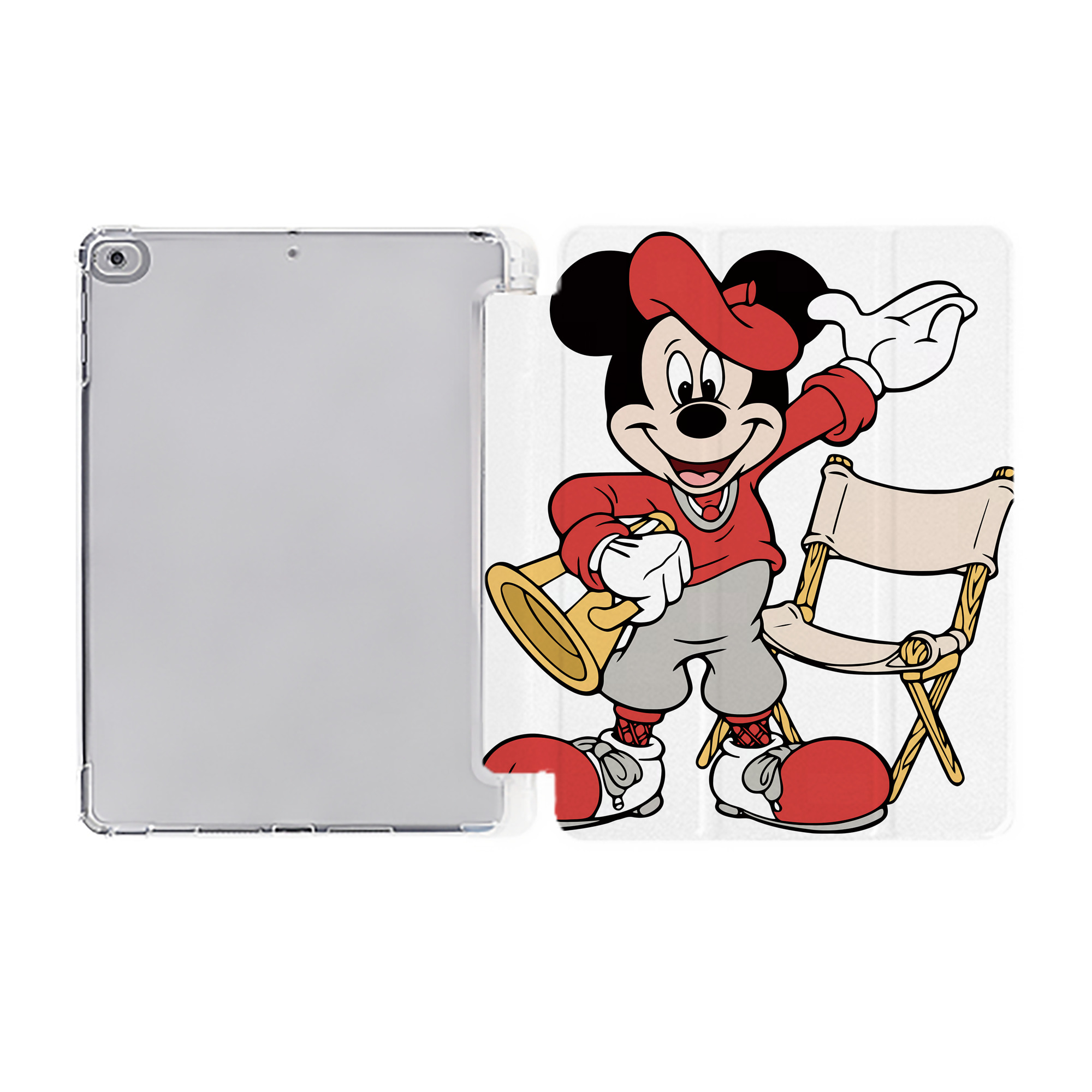（画像用） ミッキーマウス Mickey Mouse IPad ケース ペン収納付き 三つ折りスタンド PUレザー×シリコン 対応機種9.5/10.5/10.9インチ